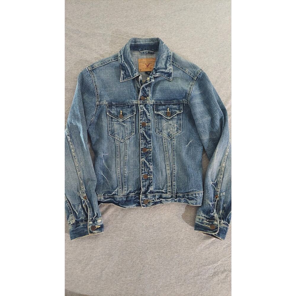 American Eagler Women Denim Blue Jacket 100% Cotton Sz XS
